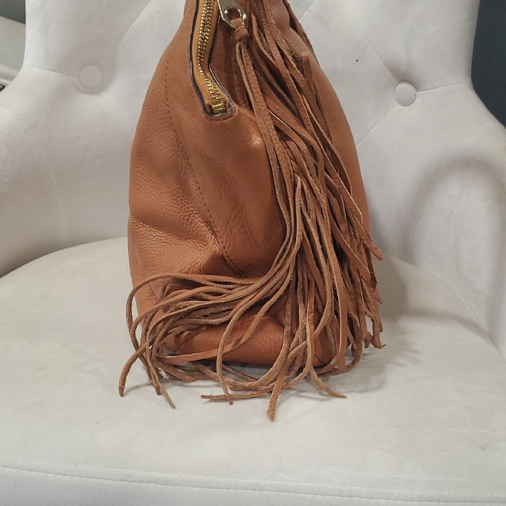 Flawed Rebecca Minkoff Tan Leather Fringe Hand Bag - Picture 3 of 17